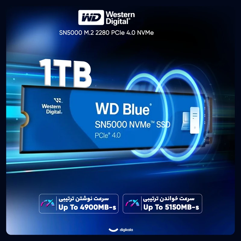 اس اس دی اینترنال PCIe Gen4 x4 وسترن دیجیتال مدل SN5000 ظرفیت 1 ترابایت