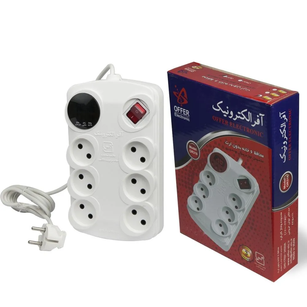 محافظ برق Offer مدل 6 خانه ارت دار انالوگ 5 متری (OR318)